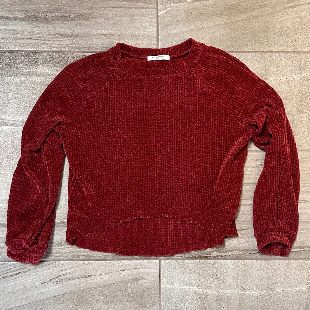 NWOT - Women’s Red Chenille Sweater - Project Social T - Size Medium